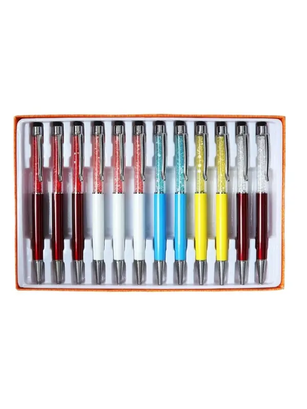 Ручка подарочная, шариковая, поворотная, со стразами и стилусом, МИКС