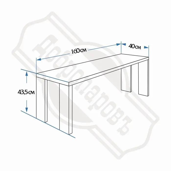 Лавка из дерева (наличник липы) "Добропаровъ" 160х40х43.5 см, для бани, нагрузка до 160 кг