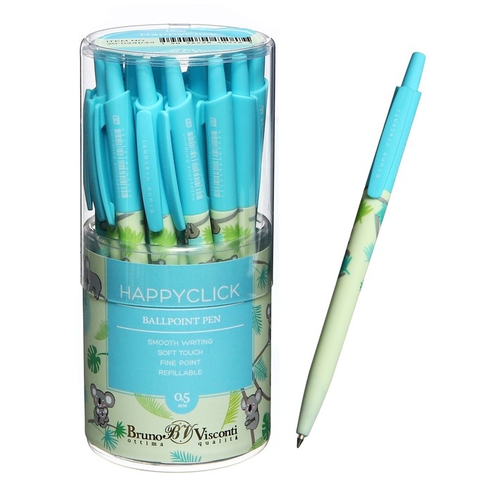 Ручка шариковая автоматическая BrunoVisconti HappyClick Ручка шариковая автоматическая BrunoVisconti HappyClick "Коалы-очаровашки", узел 0.5 мм, синие чернила, матовый корпус Soft Touch