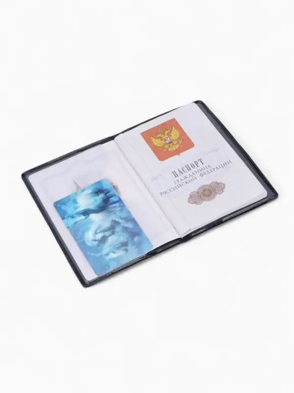 Обложка для паспорта &laquo;Георгий Победоносец&raquo;, искусственная кожа, синяя