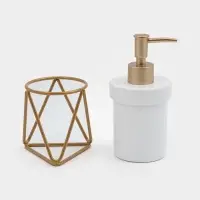 Дозатор для мыла SAVANNA &laquo;Геометрика&raquo;, 250 мл, на подставке, белый