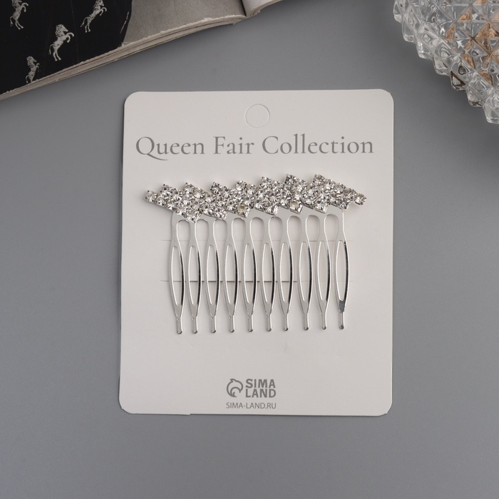 Гребень для волос  Гребень для волос "Медея" полосы диагональ, 6х4,5 см, серебро