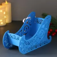 Шкатулка "Сани" с магнитом, 23х10х14 см, синий
