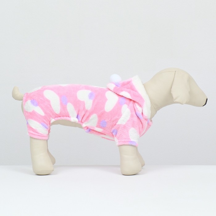 Комбинезон  Комбинезон "Любовь" с капюшоном, размер 2XL (ДС 45 см, ОШ 45 см, ОГ 55 см), розовый