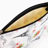 Косметичка-пенал на молнии, плоская, с рисунком «Французские розы», серая Косметичка-пенал на молнии, плоская, с рисунком «Французские розы», серая