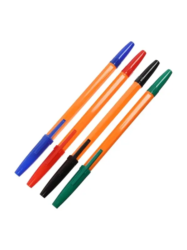 Набор шариковых ручек Calligrata, 4 цвета, узел 0.7 мм, оранжевый корпус