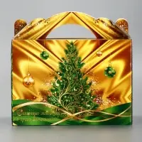 Подарочная новогодняя коробка «Праздничный шелк» в зеленом, 25×12×24 см Подарочная новогодняя коробка «Праздничный шелк» в зеленом, 25×12×24 см