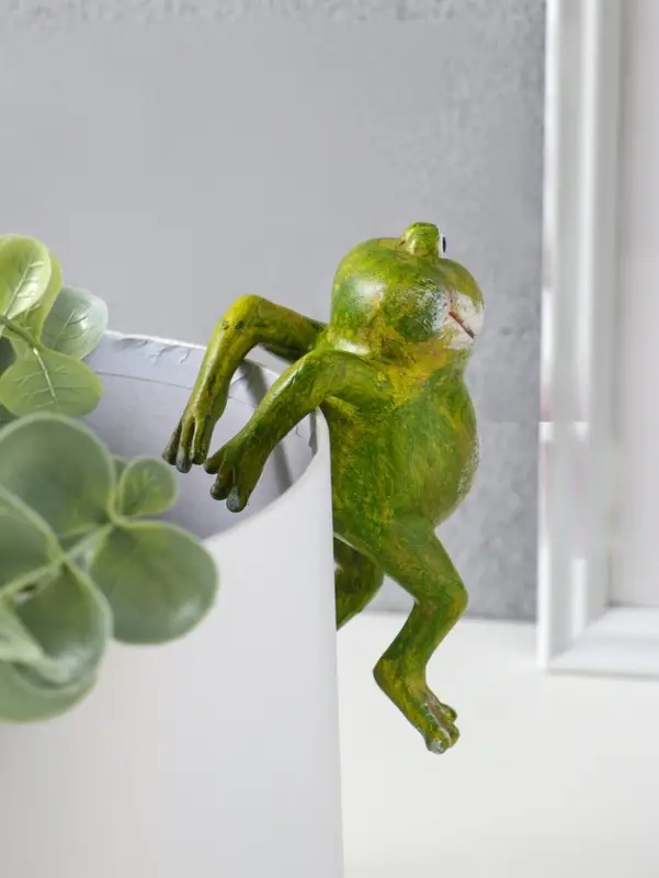 Сувенир полистоун на кашпо "Улыбающийся лягушонок" 11,5х5х6 см