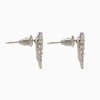 Серьги гвоздики сердечки со стразами, 1.2 см. белые в серебре