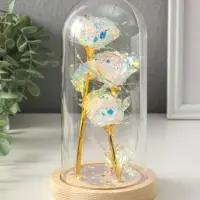 Сувенир свет "3 розы в колбе" LED 3хААА серебристый 11х11х22 см