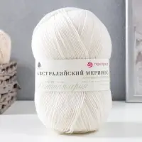 Пряжа для вязания спицами, крючком &laquo;Пехорский текстиль. Австралийский меринос&raquo;, 95% мериносовая шерсть, 5% акрил объёмный 400 м/100 г, (01 белый)