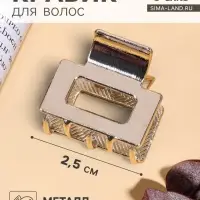 Крабик для волос &laquo;Брианна&raquo;, прямой, 2.5 см, серебристый
