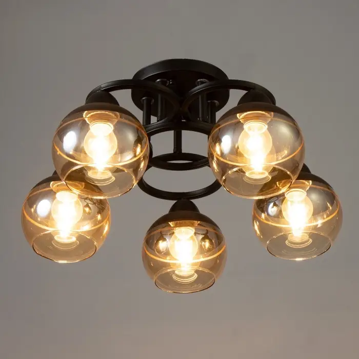 Светильник потолочный BayerLux &laquo;Айрис&raquo;, 5&times;Е27, 40 Вт, чёрный, 47&times;47&times;23 см