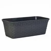 Ящик балконный для цветов &laquo;Ротанг&raquo;, 13 л, 43&times;20&times;14.5 см, с дренажной вставкой, пластиковый, серый