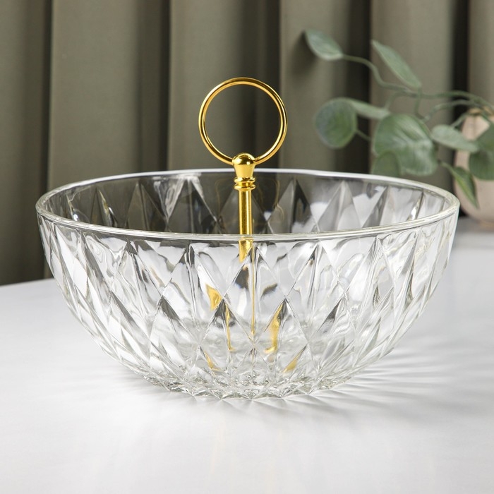 Ваза для фруктов «Круиз» с держателем, d=22.5 см, стекло, прозрачная