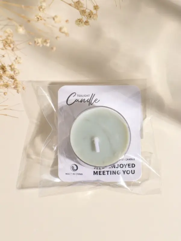 Чайная свеча ароматическая "Круглая" зелёная, аромат грейпфрут и мандарин 3,8х3,8х1,8 см