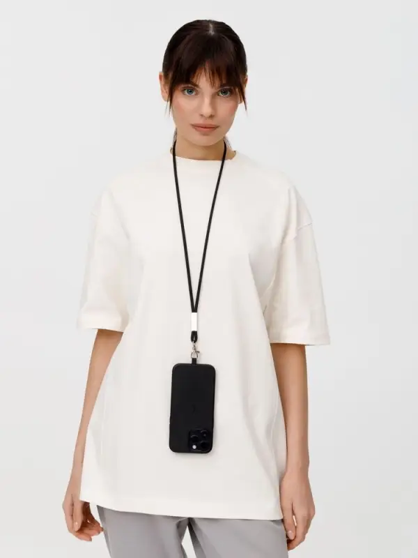 Шнурок для бейджа Tube Metal, черный