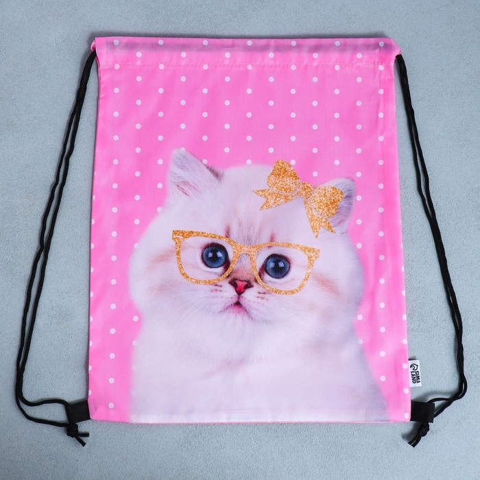 Мешок для обуви «Милый котёнок»  болоньевый материал, 30 х 40 см Мешок для обуви «Милый котёнок»  болоньевый материал, 30 х 40 см