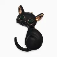 Брошь &laquo;Котёнок&raquo;, чёрная, глянцевая в золоте