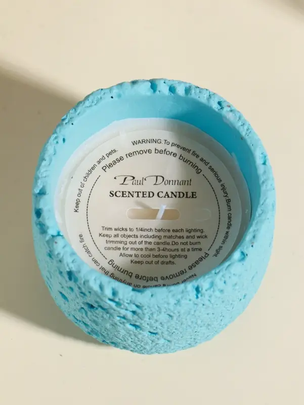 Свеча в подсвечнике вулканическом &laquo;Лава&raquo;, голубая, 8.5&times;8.5&times;7.5 см