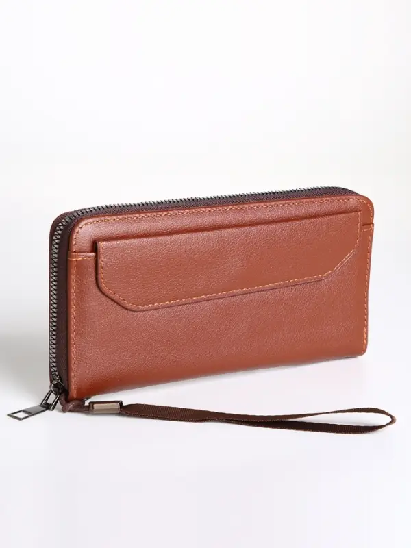 Портмоне-клатч мужской на молнии, рыжее