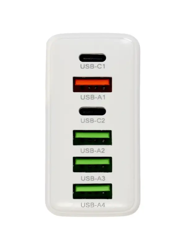 Сетевое зарядное устройство Luazon ZY-21, 4 USB, 2 Type-C, 3 А, белое