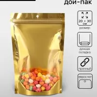 Пакет дой-пак, матовый, золотой, с прозрачной стенкой,20&times;30&times;8 см