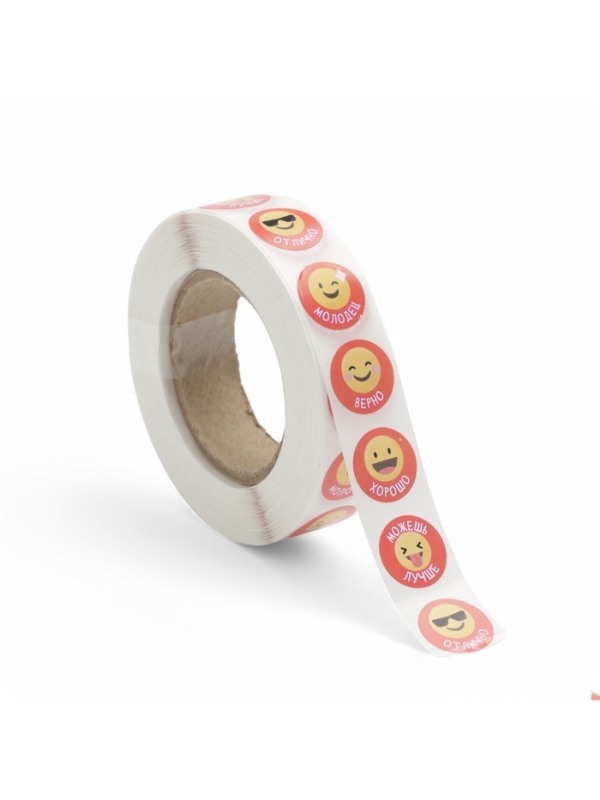 Наклейки в рулоне «Смайлы» диаметр 1,5 см, 1000 шт. Наклейки в рулоне «Смайлы» диаметр 1,5 см, 1000 шт.