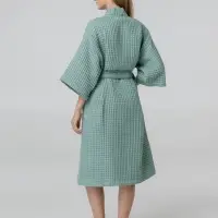 Халат вафельный женский Boho Kimono, зеленая мята, размер M (44-46)