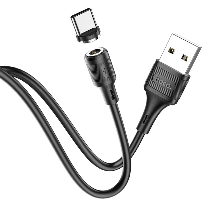 Кабель Hoco X52, Type-C - USB, магнитный разъем, только зарядка, 3 А, 1 м, черный Кабель Hoco X52, Type-C - USB, магнитный разъем, только зарядка, 3 А, 1 м, черный