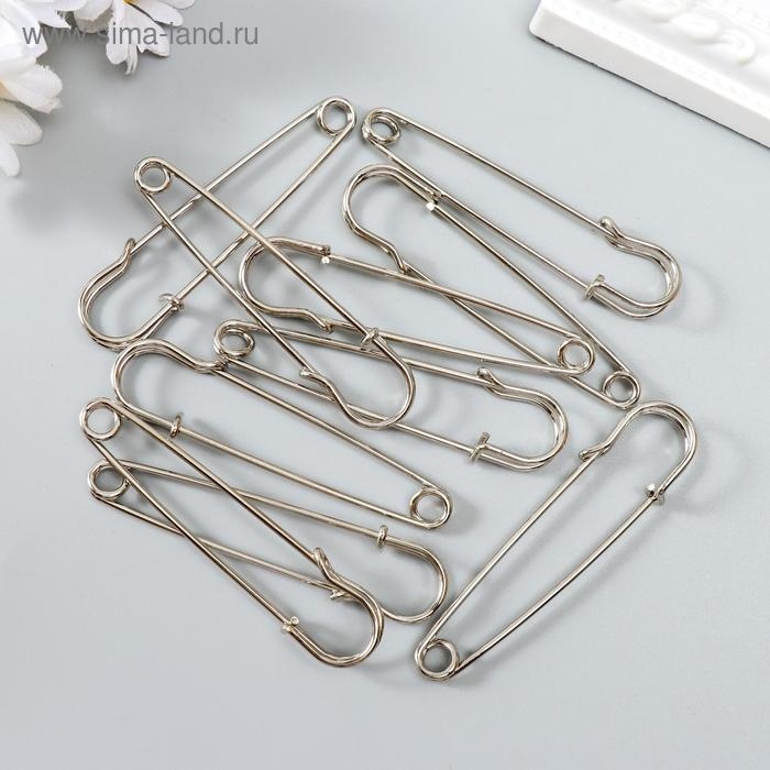 Набор декора для творчества "Булавка" набор 10 шт серебро 7х1,5 см