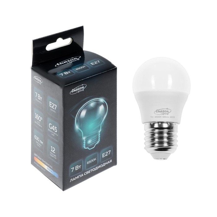 Лампа cветодиодная Luazon Lighting, G45, 7 Вт, E27, 630 Лм, 6500 К, холодный белый Лампа cветодиодная Luazon Lighting, G45, 7 Вт, E27, 630 Лм, 6500 К, холодный белый