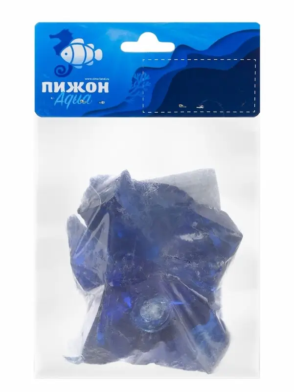 Декоративные камни для аквариума, 3-5 см, 500 г, необработанные, стекло, синие