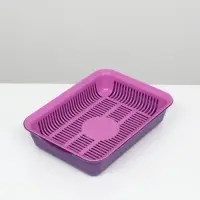 Туалет для кошек, 35.5&times;26&times;7 см, с сеткой, пластик, фиолетовый, розовая