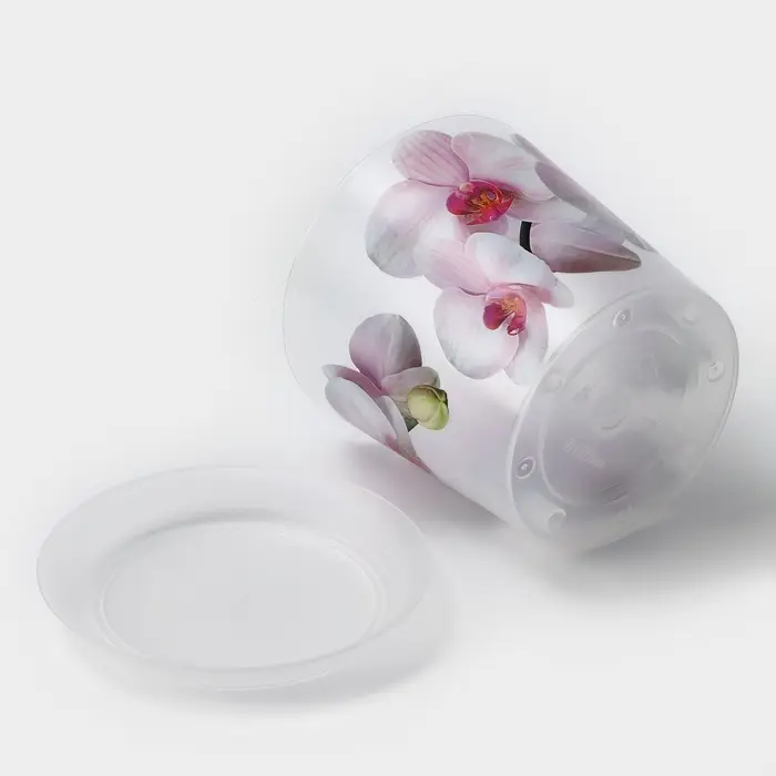 Горшок для орхидей с поддоном IDEA &laquo;Деко&raquo;, 1.2 л, пластиковый, белый