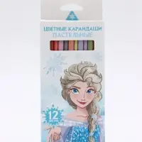 Цветные карандаши пастельные, 12 цветов, трехгранные, &laquo;Холодное сердце&raquo;