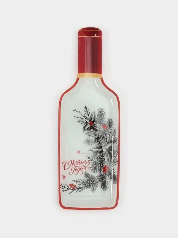 Блюдо сервировочное бутылка Блюдо сервировочное бутылка "С новым Годом" 34,5х11,5х1,5 см