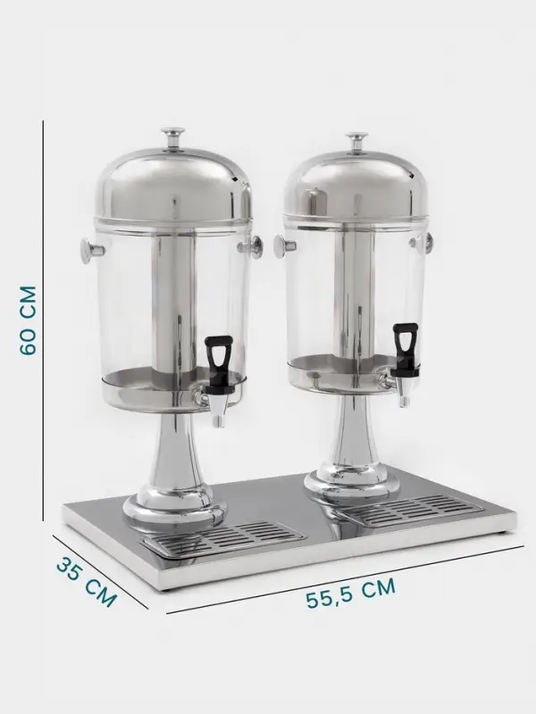 Диспенсер для напитков Hanna Kn&ouml;vel, 2 секции по 8 л, 555&times;350&times;600 мм, нержавеющая сталь, серебристый