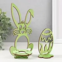 Фигурка-подставка для яйца «Зая и яйцо», 6.5×4.7×9.3 см; 9.3×6.5×17 см, набор 5 деталей, салатовый