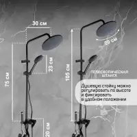 Душевая система ZEIN Z3864, смеситель, верхняя, ручная и гигиеническая лейка, латунь, черная