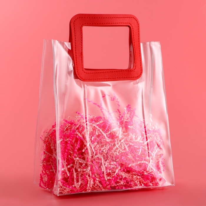 Пакет подарочный из ПВХ, красный, 26.5 x 23 x 12 см Пакет подарочный из ПВХ, красный, 26.5 x 23 x 12 см