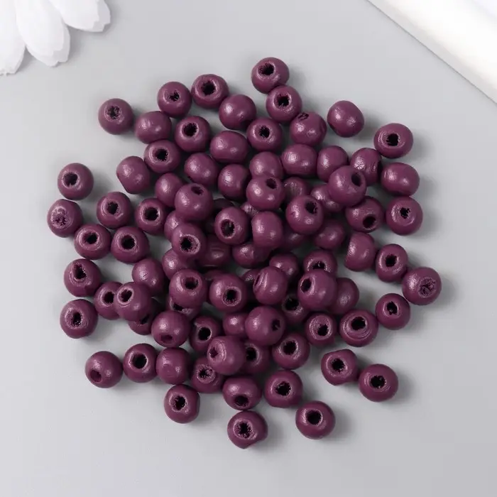 Бусины для творчества дерево "Фиолетовый. Ватикан" d-0,8 см, набор 20 гр