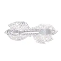 Заколка - автомат для волос &laquo;Гелая&raquo;, бантик, 9 см, серебристо-белая