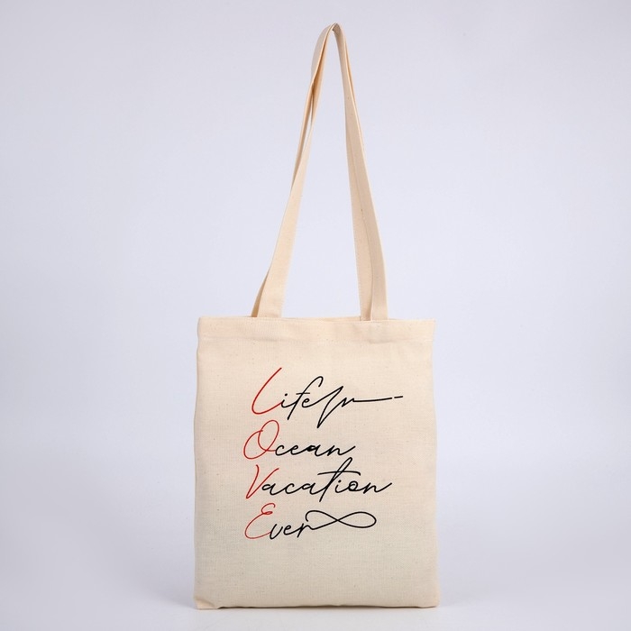 Сумка-шопер Love без молнии, без подкладки, цвет бежевый Сумка-шопер Love без молнии, без подкладки, цвет бежевый