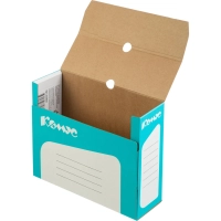 Короб архивный Комус 100 мм микрогофр, выруб.зам. бирюзовый