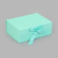 Коробка подарочная на магните с бантом, 29&times;22&times;10.5 см, самосборная, бирюзовая