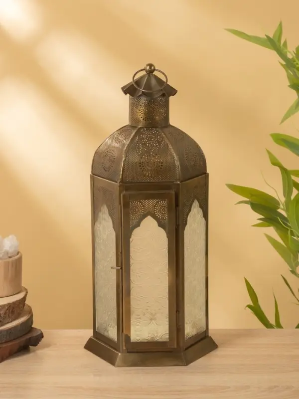 Подсвечник фонарь "Золотой шатёр" железо 20х20х42 см