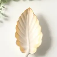 Подставка для мелочей &laquo;Лист&raquo;, 3&times;18&times;10 см, белая с позолотой