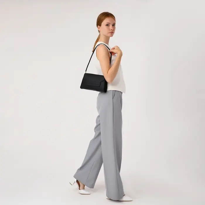 Сумка женская мессенджер без застёжки, 26&times;7&times;15 см, чёрная