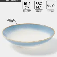 Салатник Magistro &laquo;Пэвэти&raquo;, 0.38 л, d=16.5 см, фарфор, белый, голубой